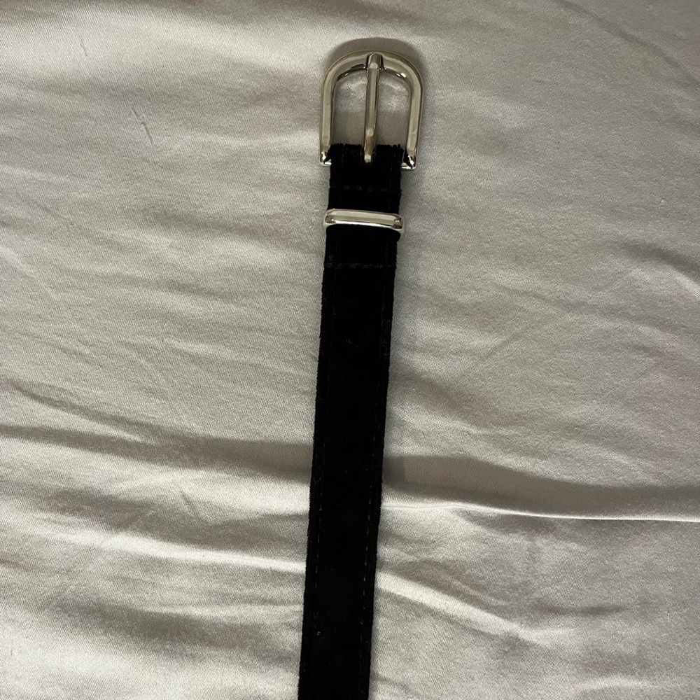 Black Velvet Belt With Silver Accents for Young Girls